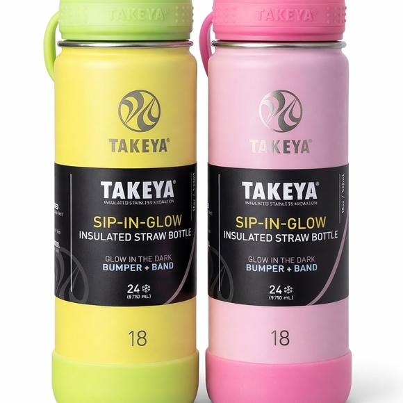 Other - Sip-In-Glow Insulated Straw Bottle - Pink and Yellow